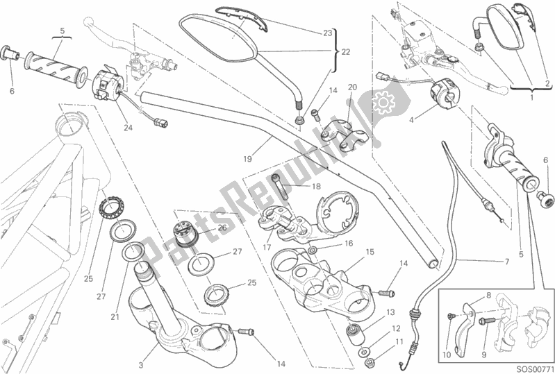 Tutte le parti per il Manubrio E Comandi del Ducati Scrambler Full Throttle 803 2015